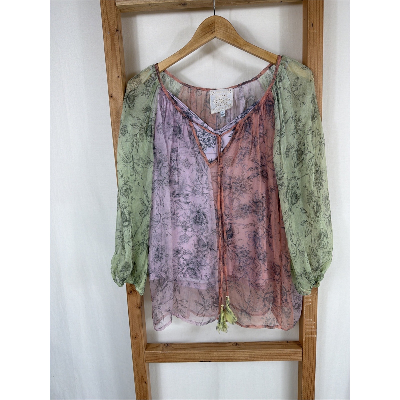 Johnny Was Multicolor Tank And Sheer Over Top #1377 Size Med Boho Style